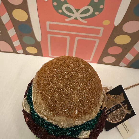 TIK TOK Viral Beaded India Handcrafted Burger Bag With Gold Chain NWT - Picture 6 of 9